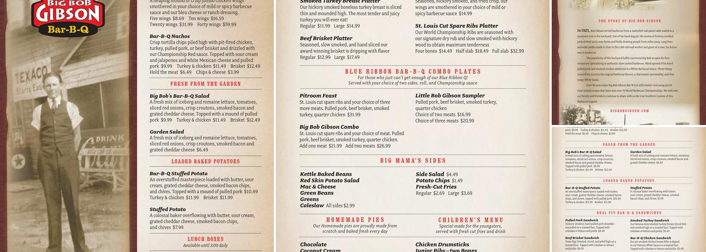 Big Bob Gibson Bar-B-Q Menu