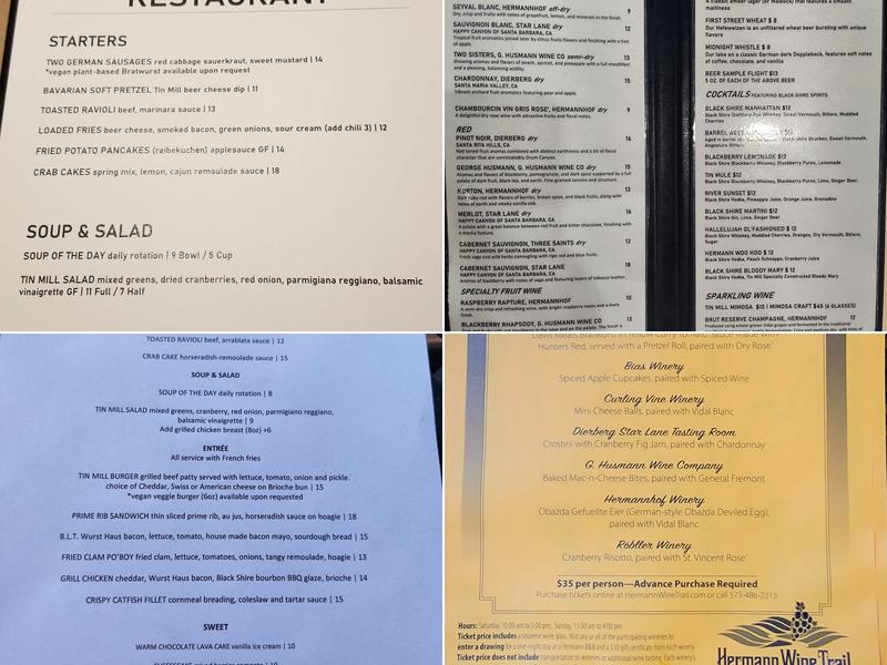 Tin Mill Restaurant Menu