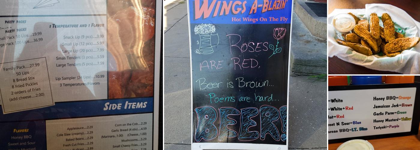Wings A-Blazin' Menu