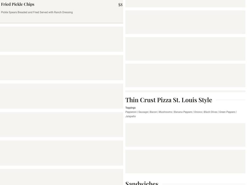 Tin Mill Brewing Co Menu