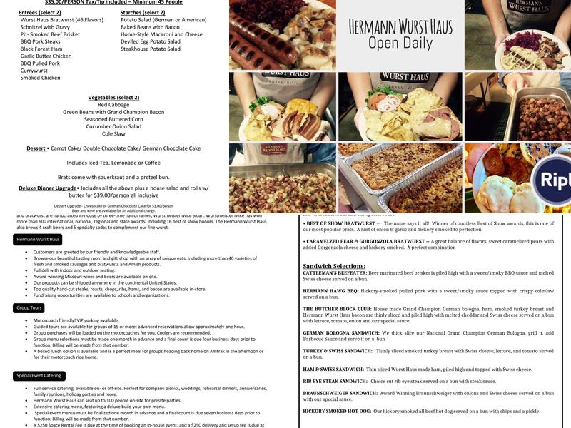 Hermann Wurst Haus Menu