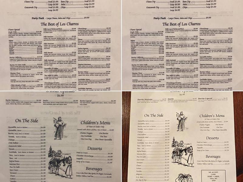 Los Charros Mexican Restaurant Menu