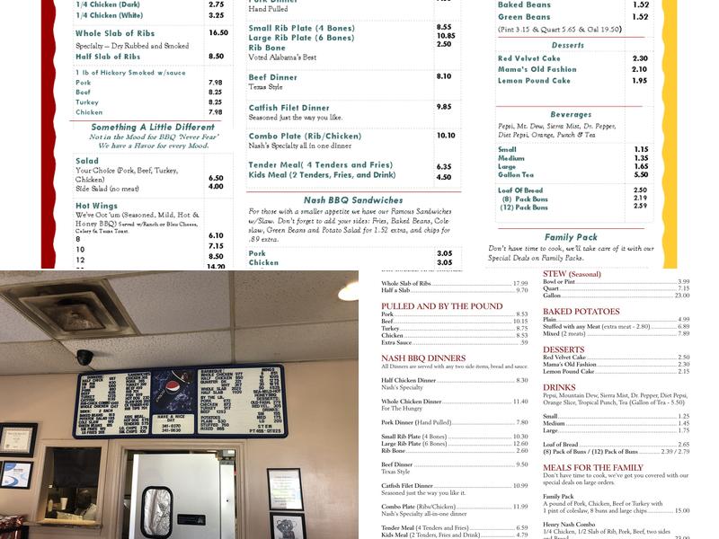 Nash Barbeque Menu