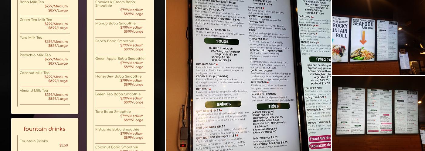 Thai One Menu