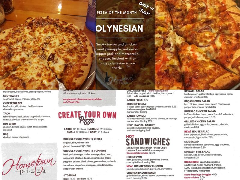 Hometown Pizza Menu