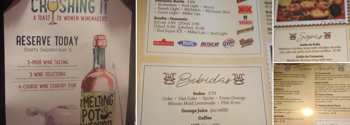 La Fuente Mexican Restaurant Menu