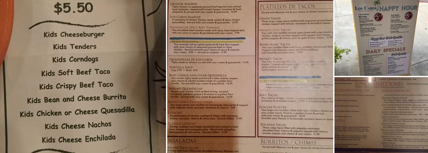 Los Cabos Mexican Grill and Cantina Menu