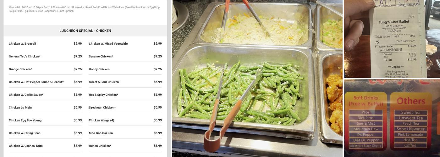 King's Chef Buffet Menu