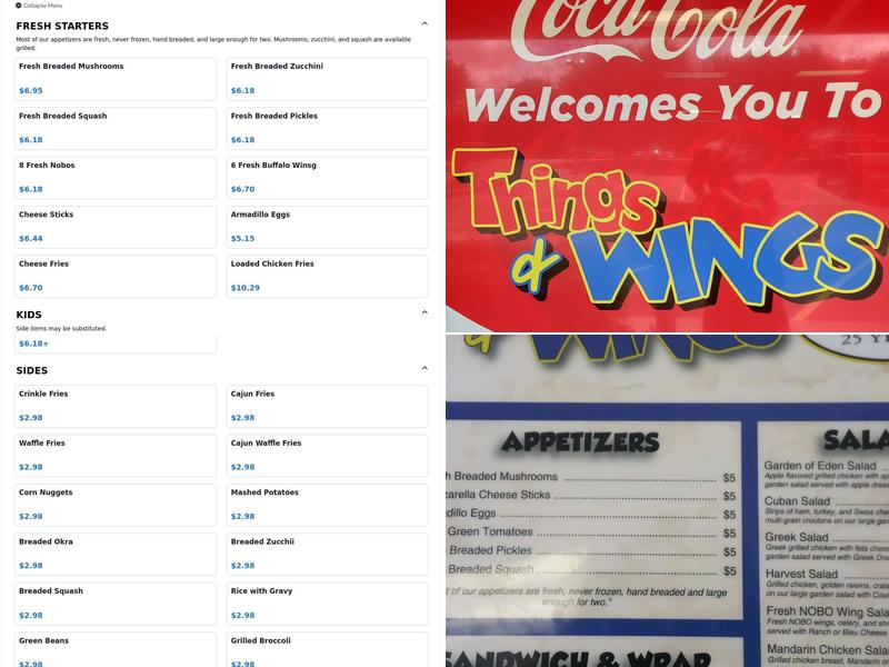 Things & Wings Southside Menu