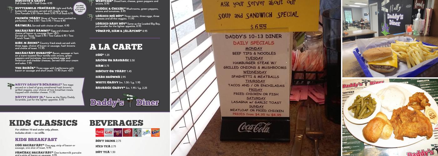 Daddy's 10-13 Diner Menu