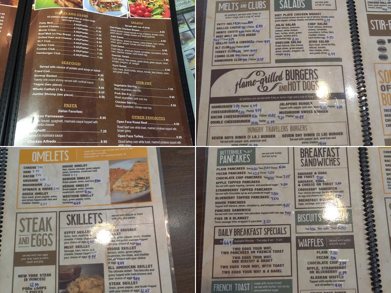 Seven Days Diner Menu