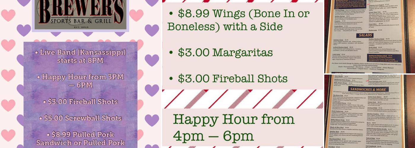 Brewer's Sports Bar & Grill Menu