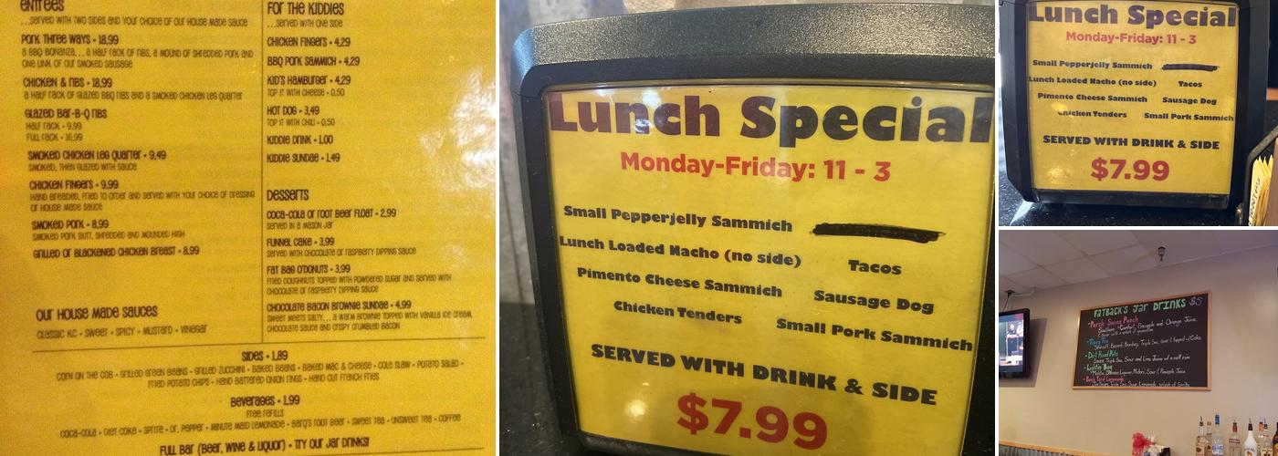 Fatback's Menu