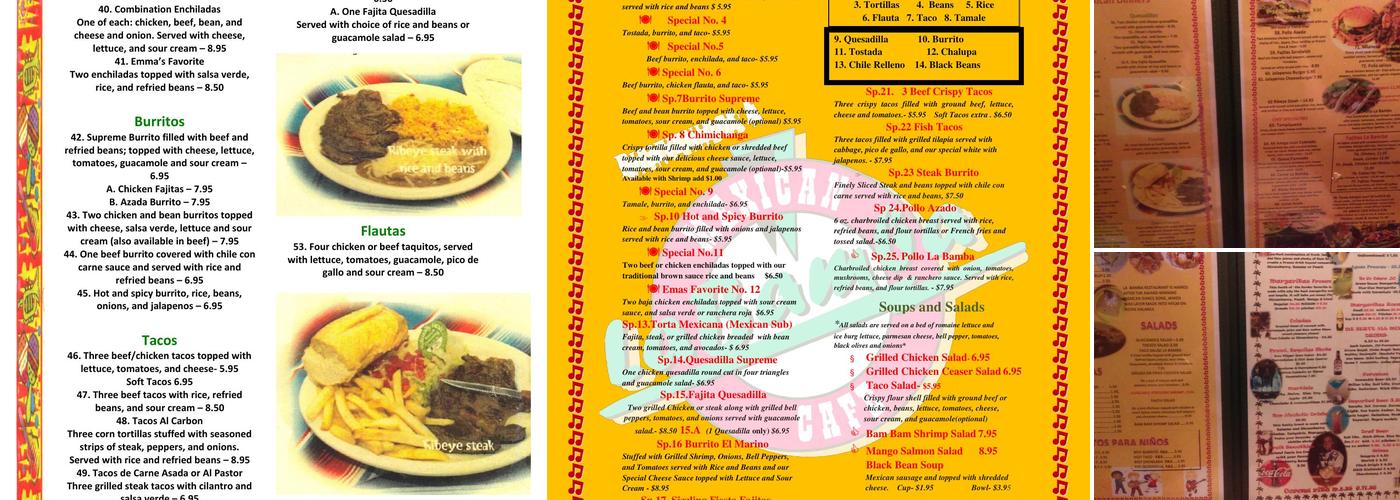 Labamba Mexican Cafe Menu
