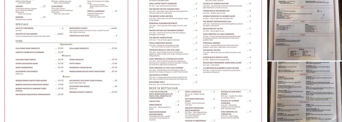 IL Lazzarone Neapolitan Pizzeria Menu