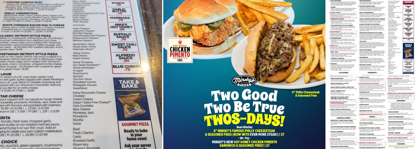 Minsky's Pizza Menu