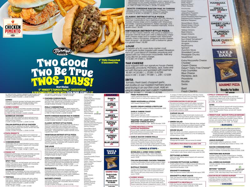 Minsky's Pizza Menu