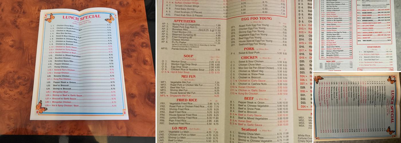 Panda Restaurant Menu