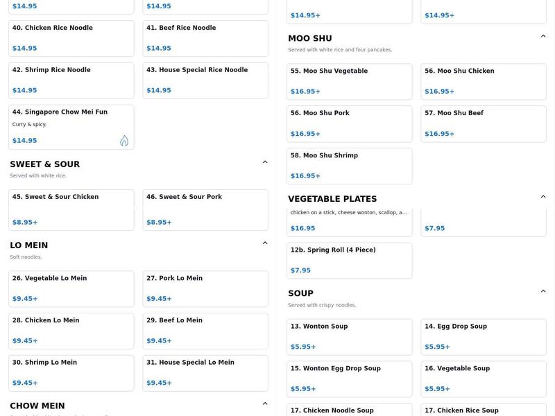 Great China Menu