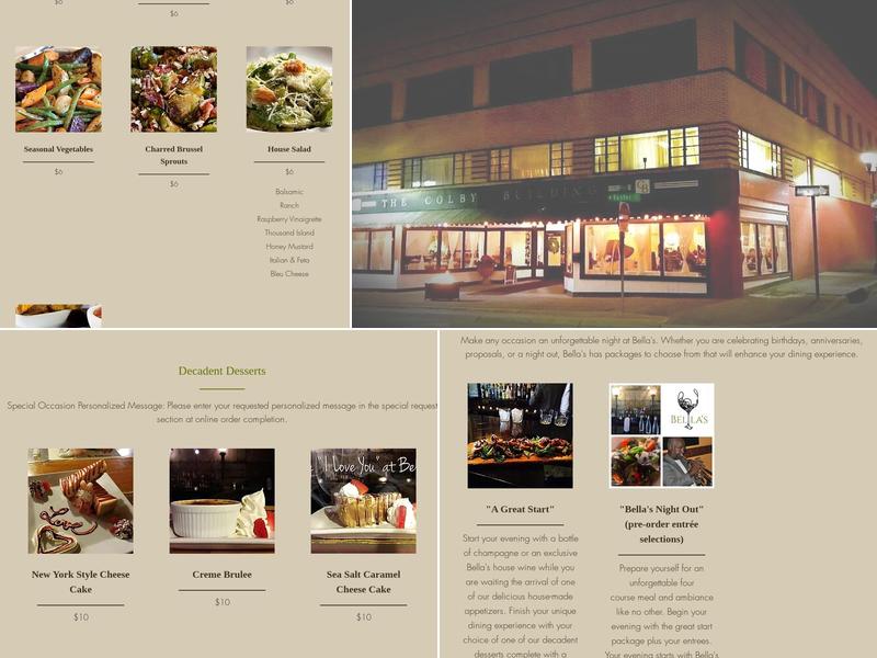 Bella's Fine Dining Menu