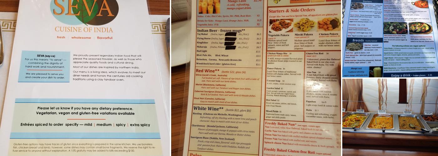 Seva Cuisine of India Menu