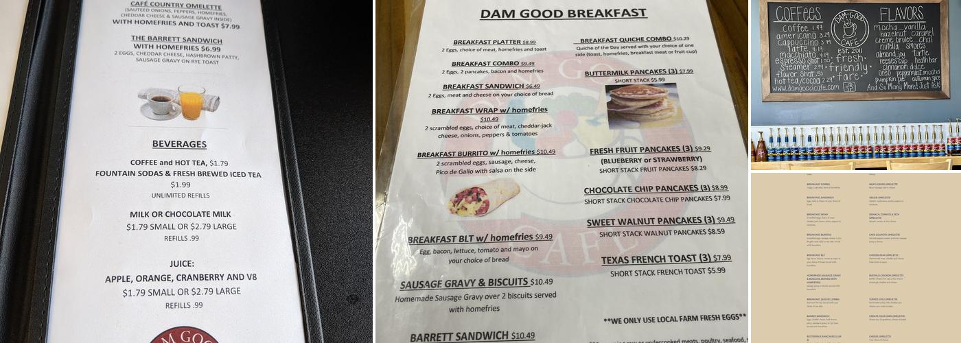 Dam Good Cafe Menu