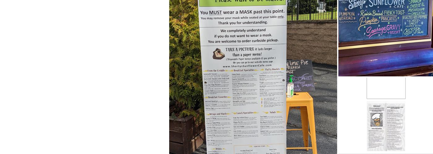 Shorty's Sunflower Cafe Menu