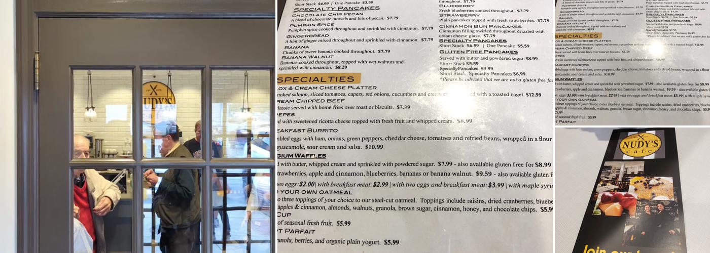 Nudy's Cafe Malvern Menu