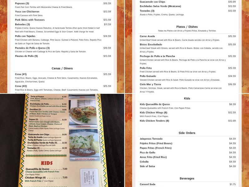 El Cacique Menu