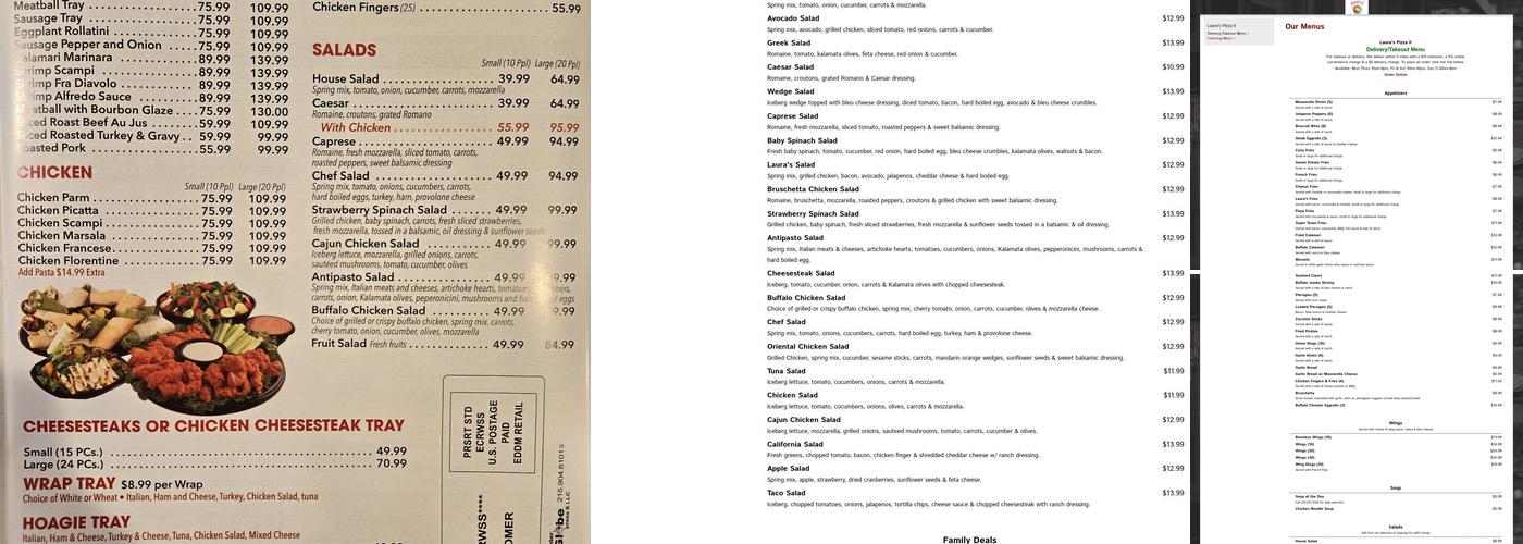 Laura's Pizza 2 Menu