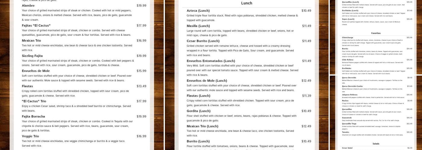 El Cactus Menu