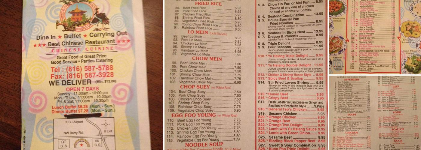 Rainbow Restaurant Menu