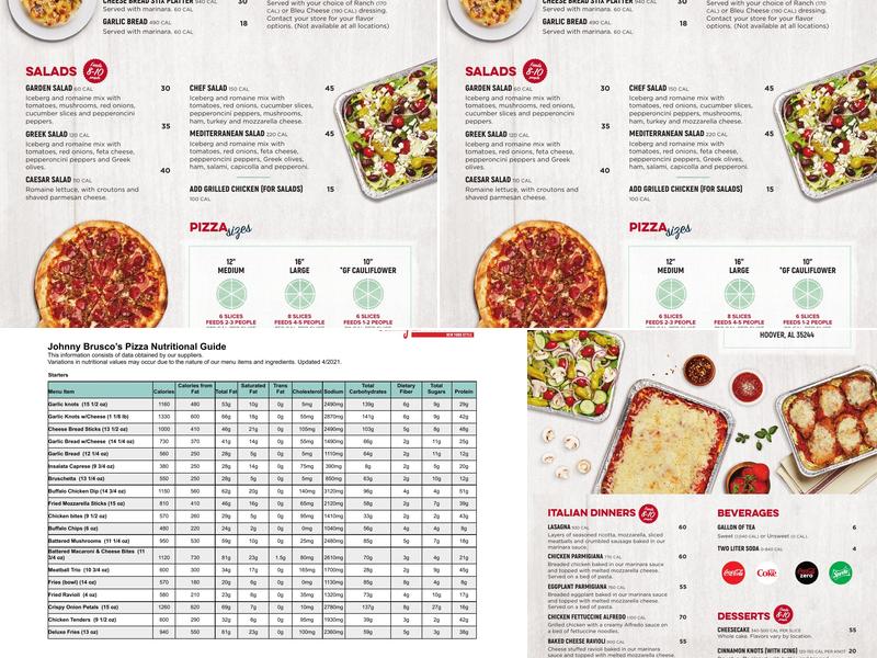 Johnny Brusco's New York Style Pizza Menu