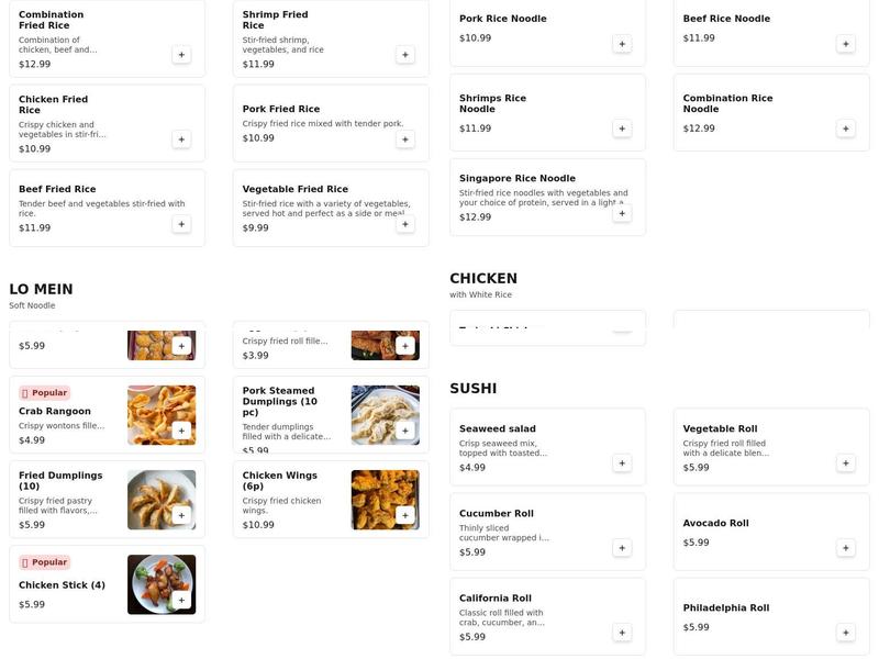 Asian Buffet Menu