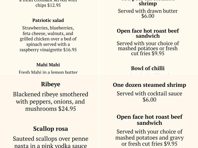 Naceville Hotel & Restaurant Menu