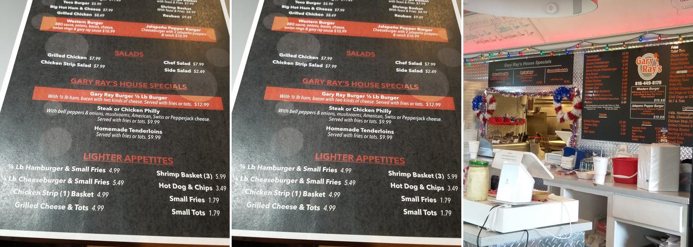 Gary Ray's Menu