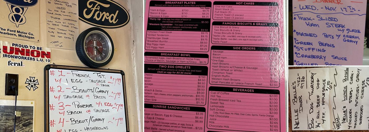 Nelle Belle's Diner Menu