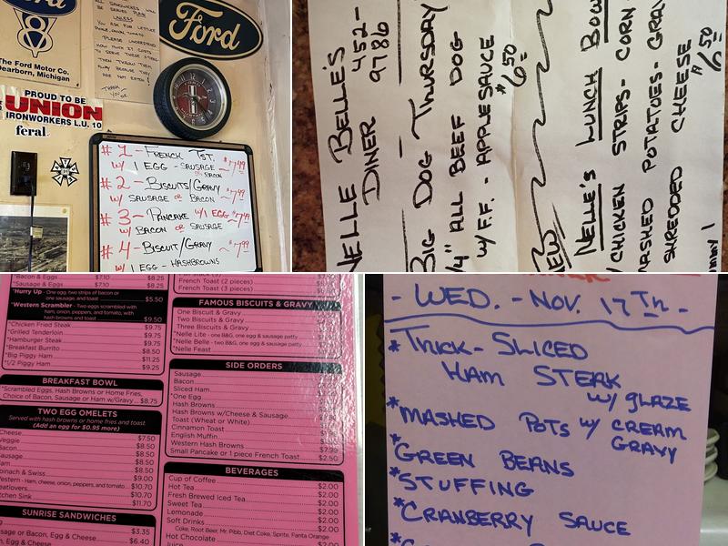 Nelle Belle's Diner Menu