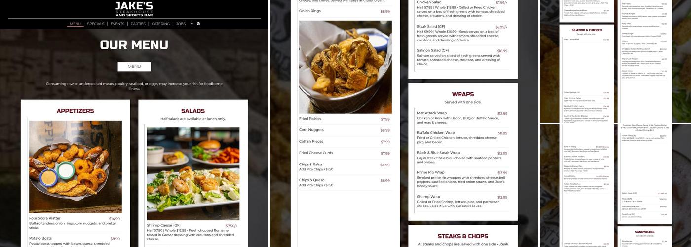 Jake's Steakhouse & Sports Bar Menu