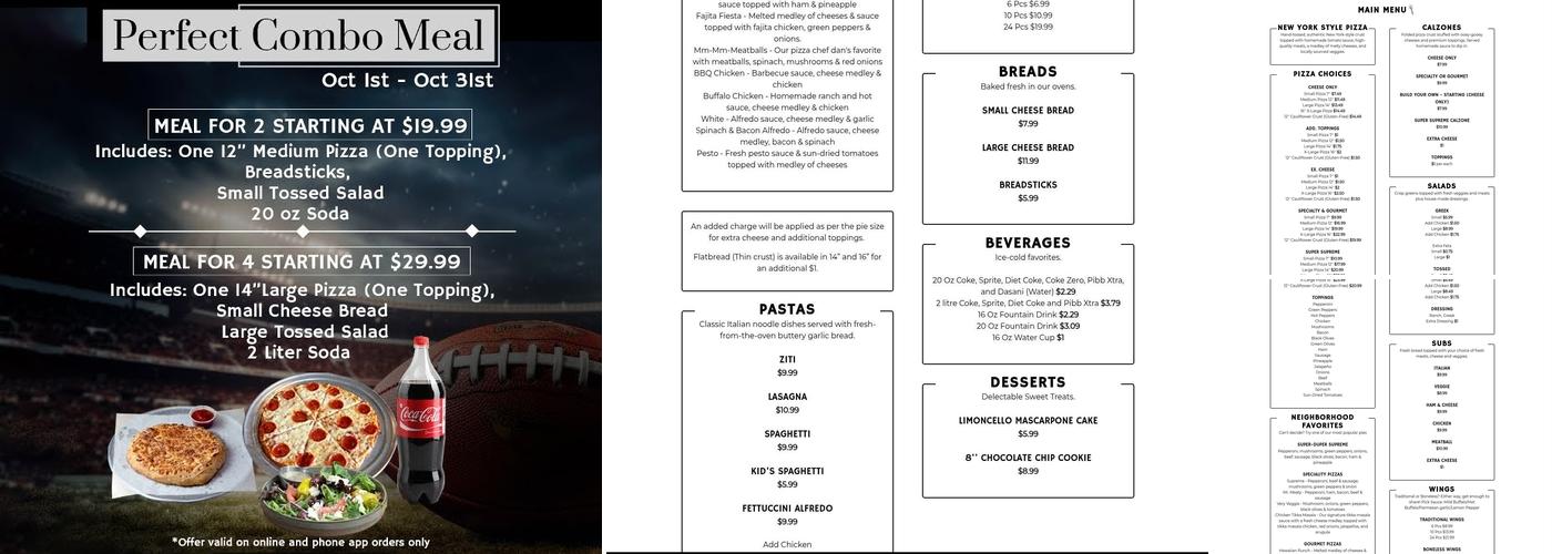 Sanpeggio's Pizza Menu