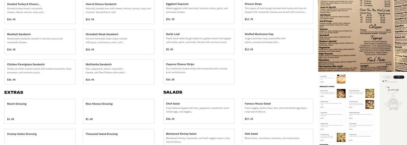 De Vinci's Pizza Menu