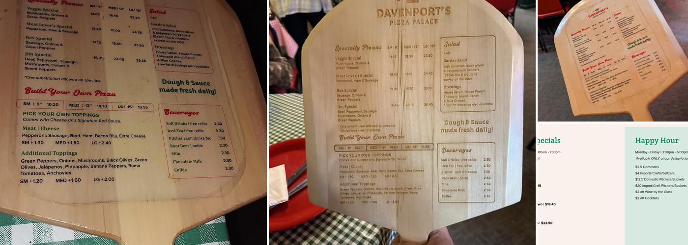 Davenport's Pizza Palace - Mtn Brook Menu