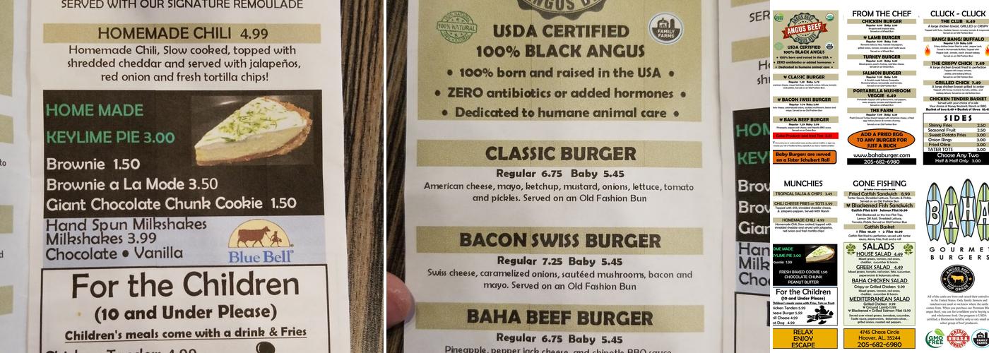 Baha Burger Menu