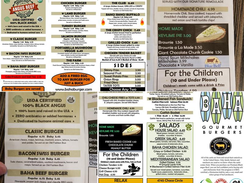 Baha Burger Menu