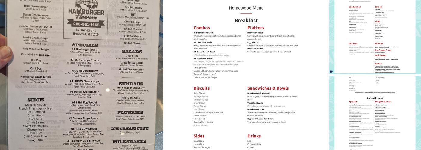 Hamburger Heaven Menu