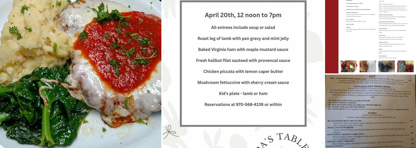 Papa's Table Menu