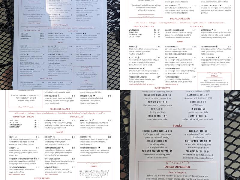 The Farmhouse at Jessup Farm Menu