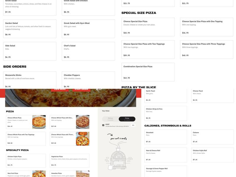 Vito's Original Pizza Menu