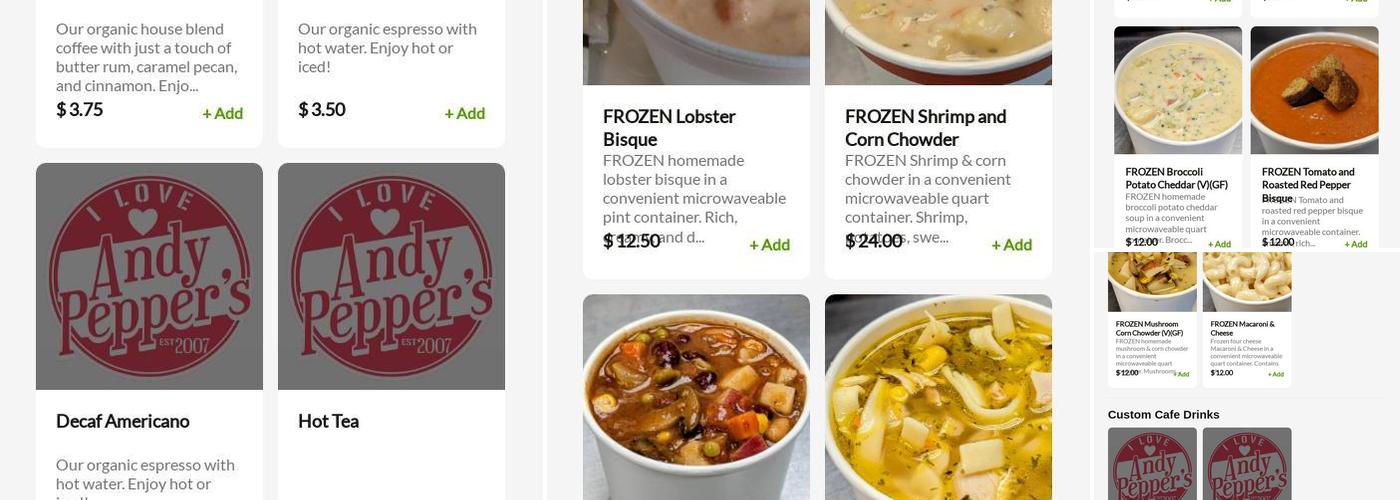 Andy Pepper's Menu