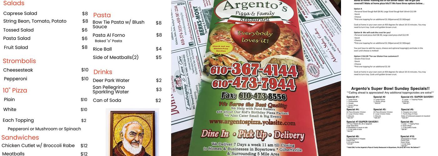 Argento's Pizza & Family Restaurant Menu